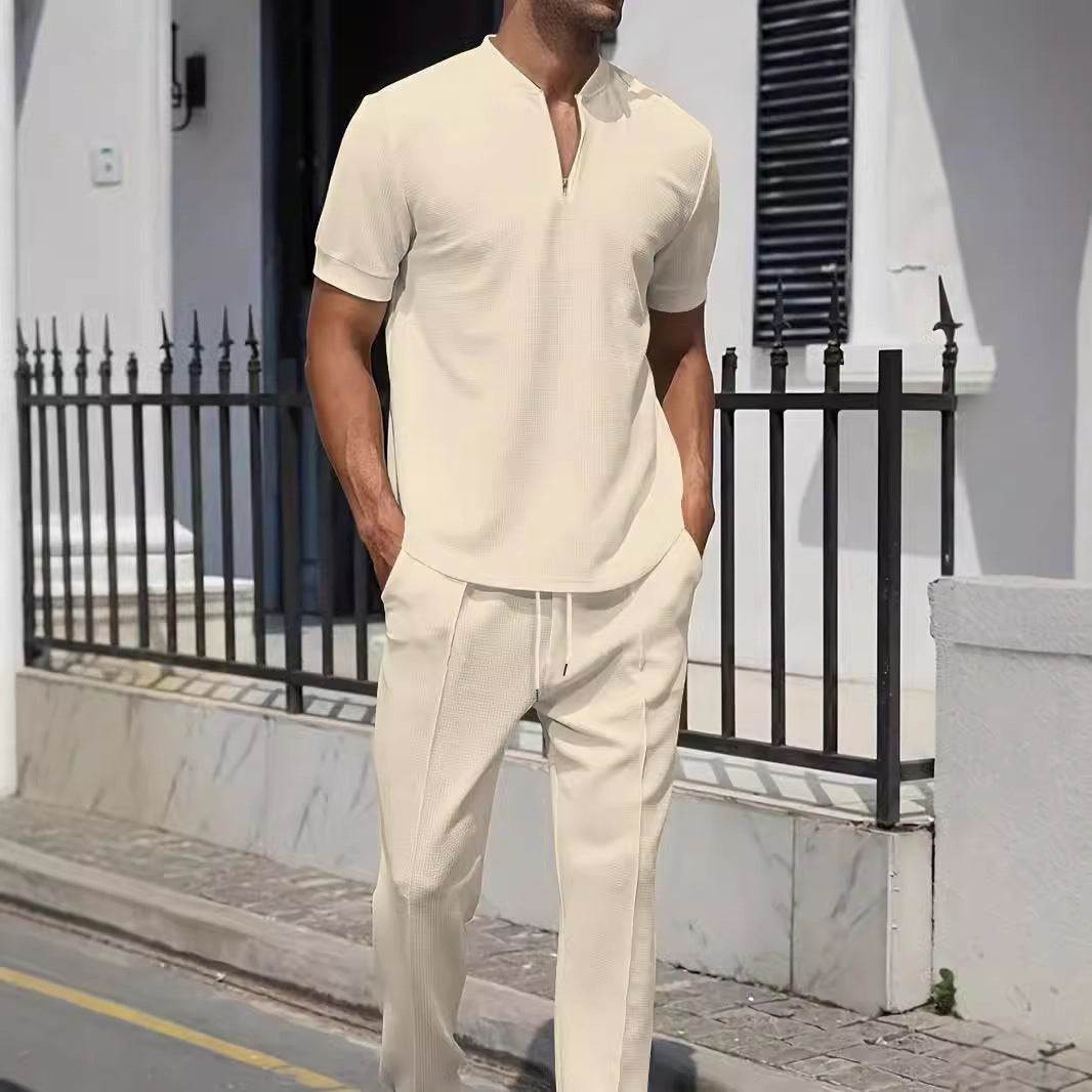 Men's sporty two-piece outfit with modern zipper and breathable materials Lisslune