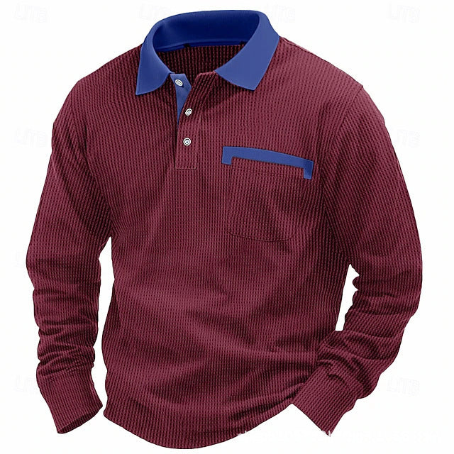 Men's polo shirt with textured fabric and elegant edge Lisslune