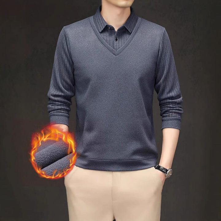 Men's V-Neck Sweater with Textured Design Lisslune