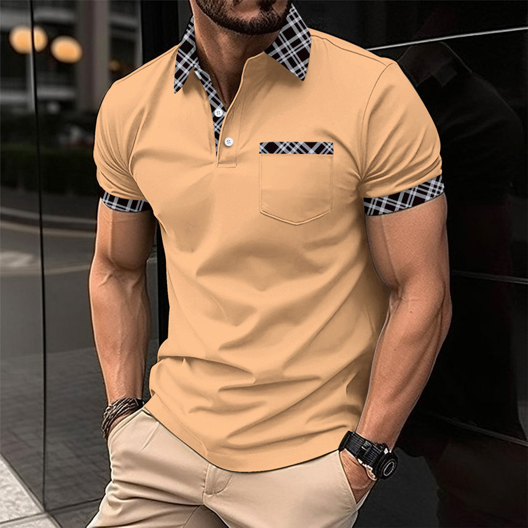 Men's elegant polo shirt with contrasting collar and chest pocket Lisslune
