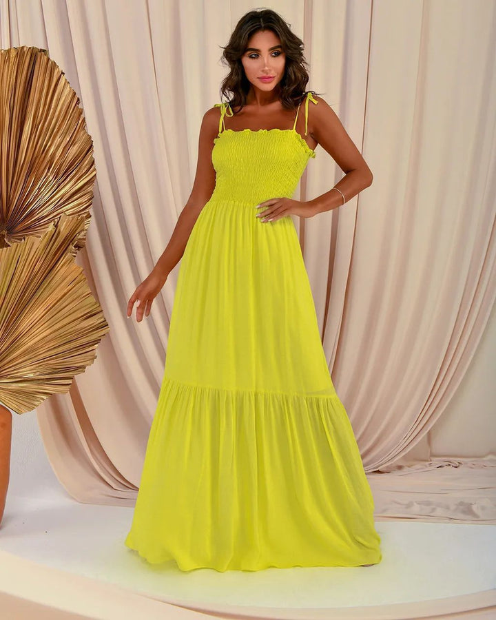 Women's airy maxi dress with spaghetti straps and ruffle details Lisslune