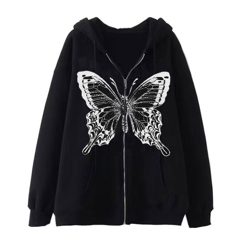 Women's zip hoodie with striking butterfly motif Lisslune