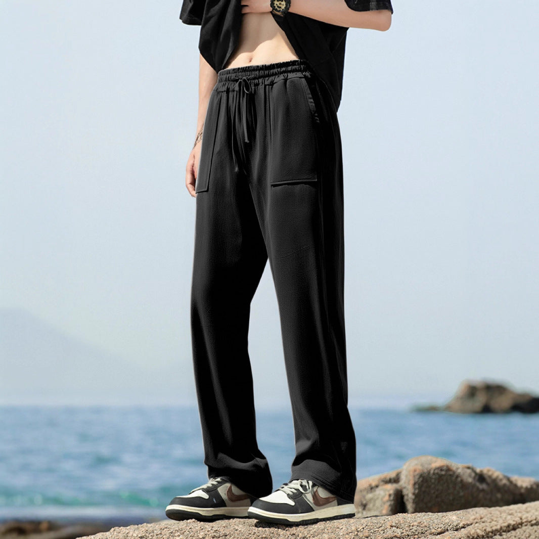 Men's sporty leisure pants with side pockets and elastic waistband Lisslune