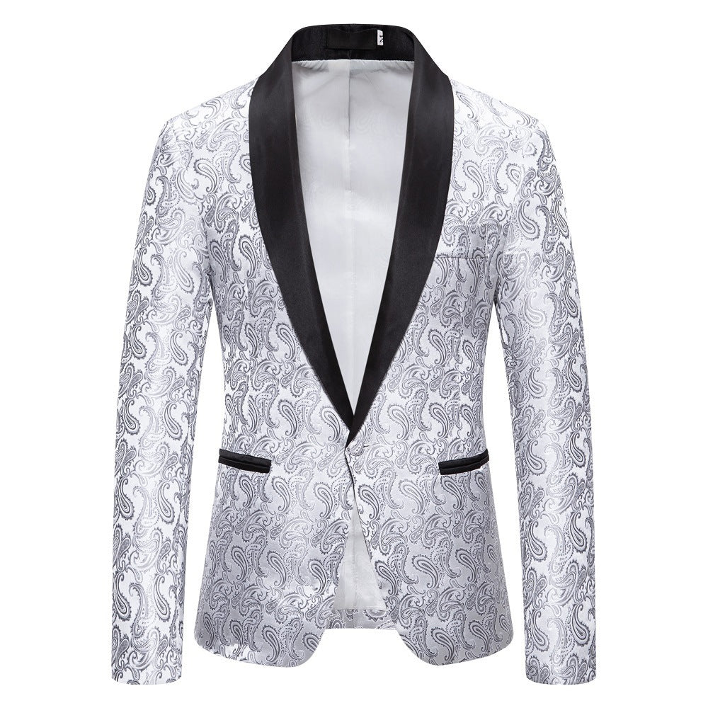 Men's elegant tuxedo blazer with floral jacquard pattern Lisslune