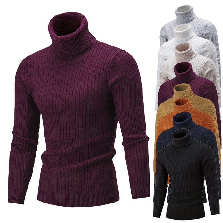 Men's turtleneck sweater in classic rib pattern Lisslune