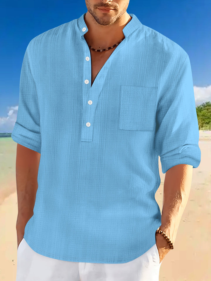 Men's casual long-sleeve shirt with texture and button placket Lisslune