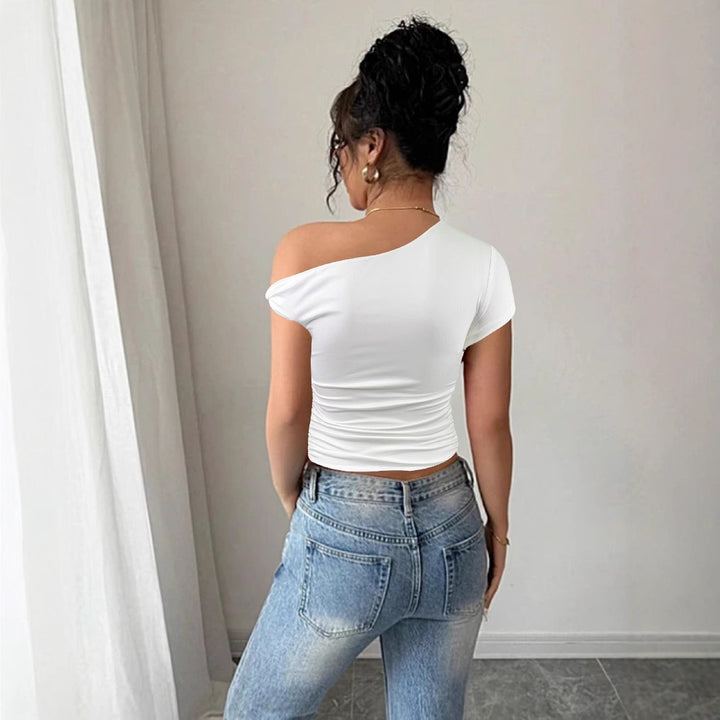 Damen Off-Shoulder Shirt mit Raffung und tailliertem Schnitt Lisslune