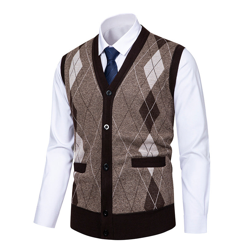 Men's noble cardigan with modern diamond pattern Lisslune