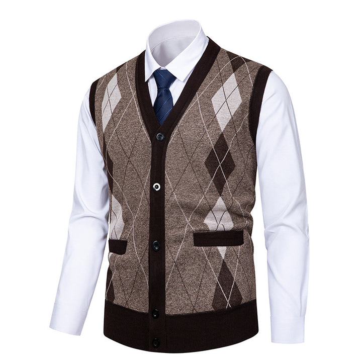 Men's noble cardigan with modern diamond pattern Lisslune