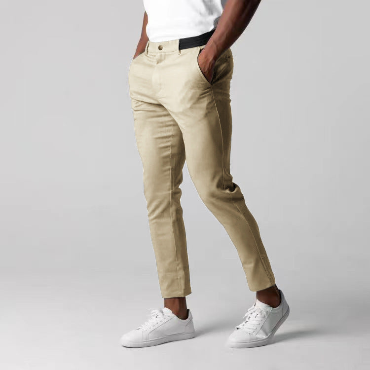 Men's Chino Pants with Slim Fit Cut and Elastic Waistband Lisslune