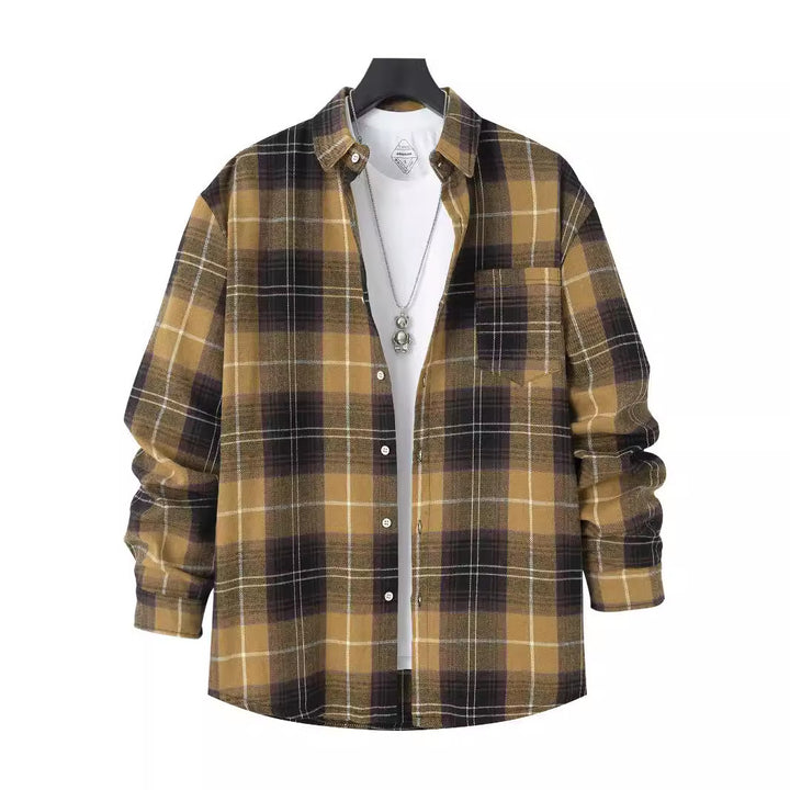 Men's check shirt with modern details and practical chest pocket Lisslune