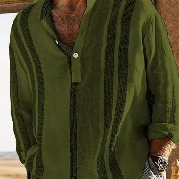 Men's long-sleeve shirt with textured fabric pattern and relaxed fit Lisslune
