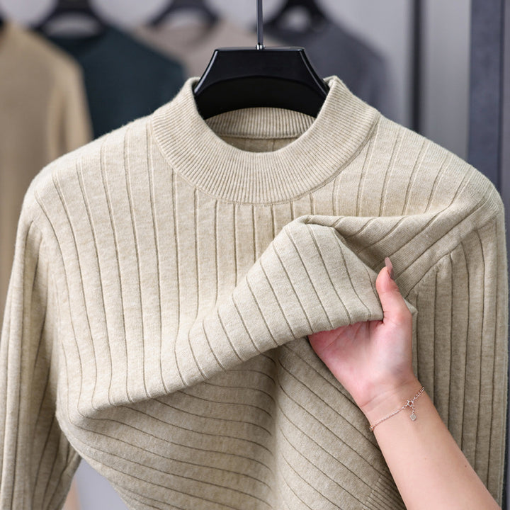 Men's knit sweater with modern rib design and high collar Lisslune