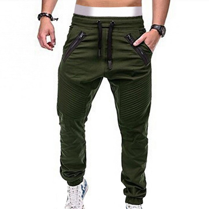 Men's cargo pants with zipper pockets and ribbed knit details Lisslune