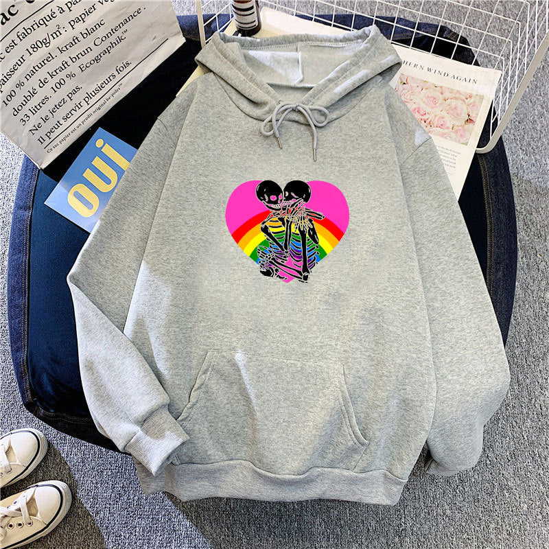 Ladies hoodie with colorful love motif Lisslune