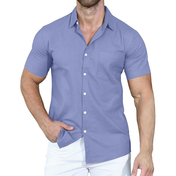 Men's short-sleeve shirt made of high-quality cotton with practical chest pocket Lisslune