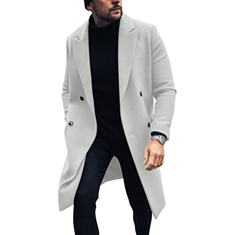 Men's modern long coat with double button row and elegant lapel Lisslune