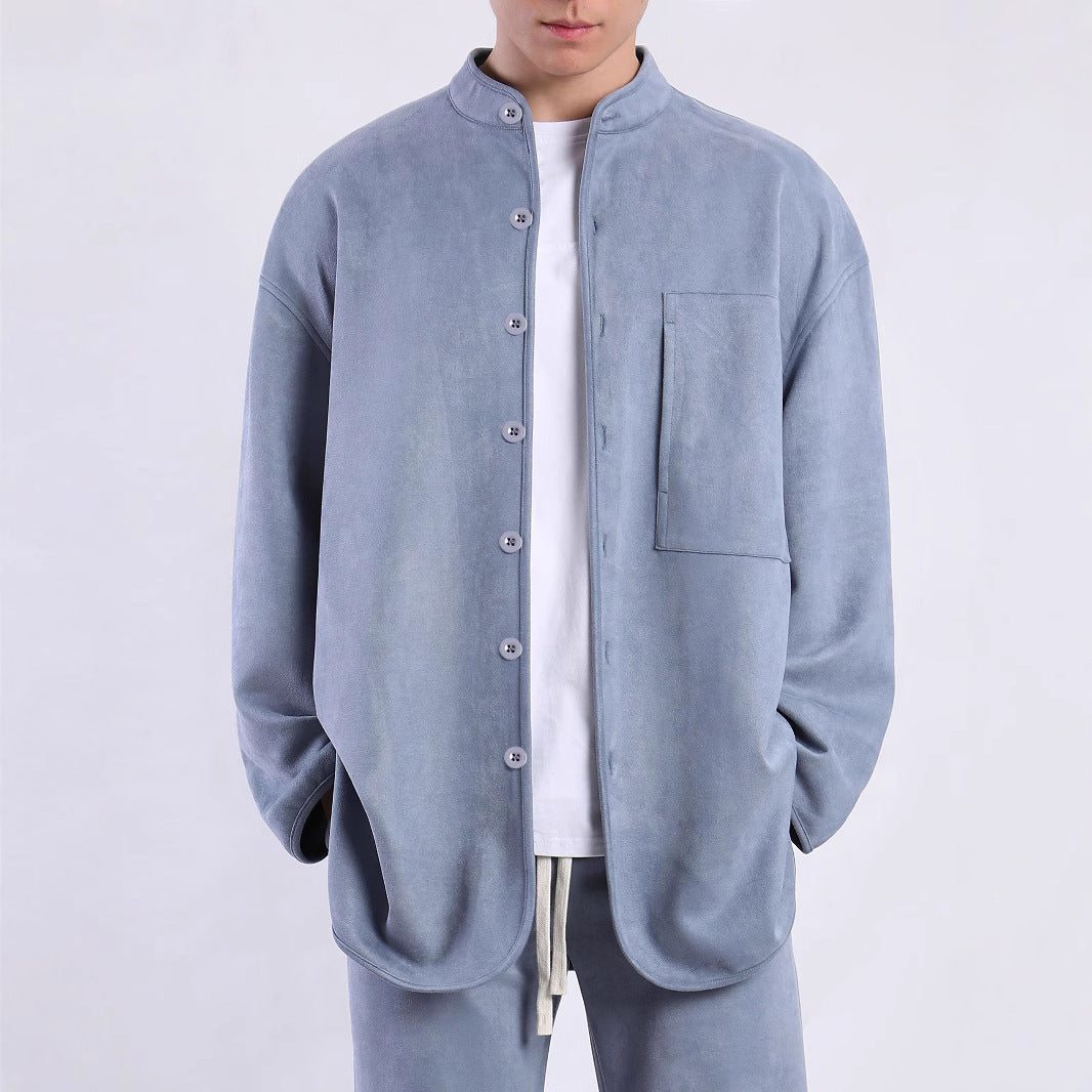 Men's fashionable overshirt jacket with practical chest pocket and modern stand-up collar Lisslune