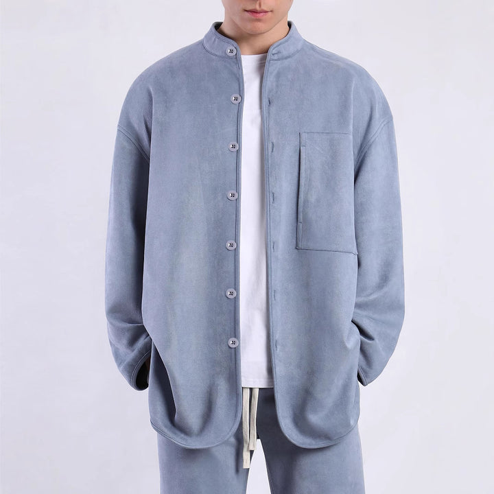 Men's fashionable overshirt jacket with practical chest pocket and modern stand-up collar Lisslune