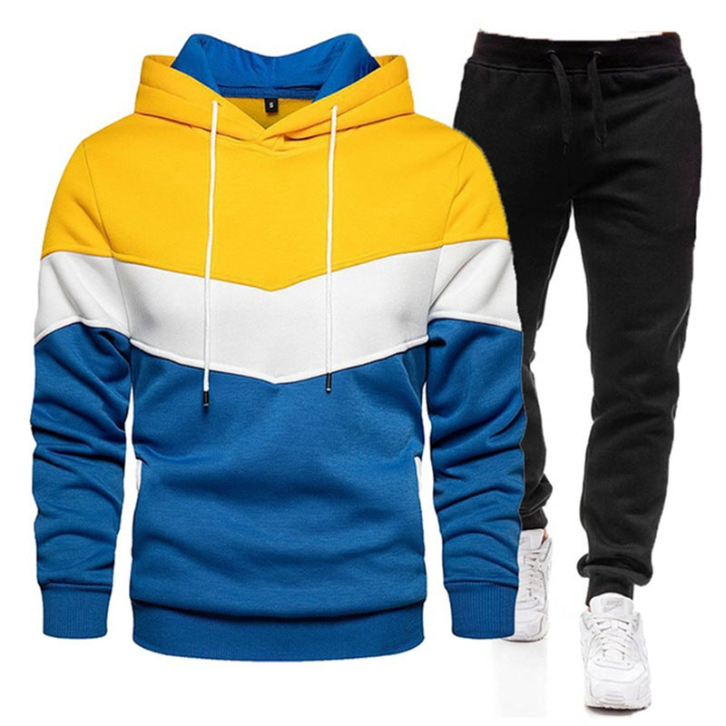 Men's Sporty Hoodie and Joggers with Fashionable Color Block Design Lisslune