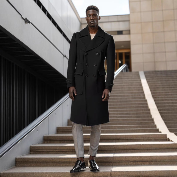 Men's elegant double-breasted overcoat made of high-quality material Lisslune