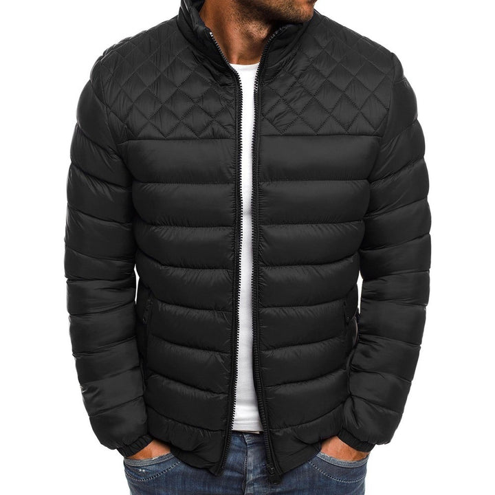 Men's quilted down jacket with high collar and practical pockets Lisslune