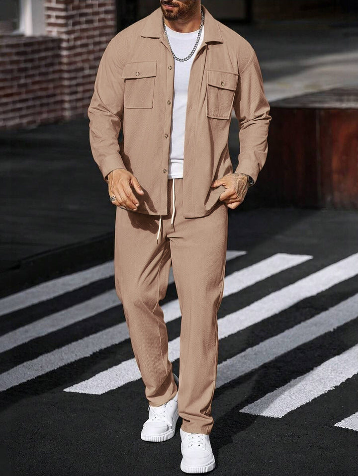 Men's Stylish Shirt Jacket with Two Flap Pockets Lisslune