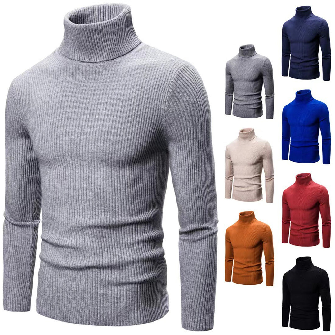 Men's high-quality turtleneck sweater made of fine rib knit Lisslune