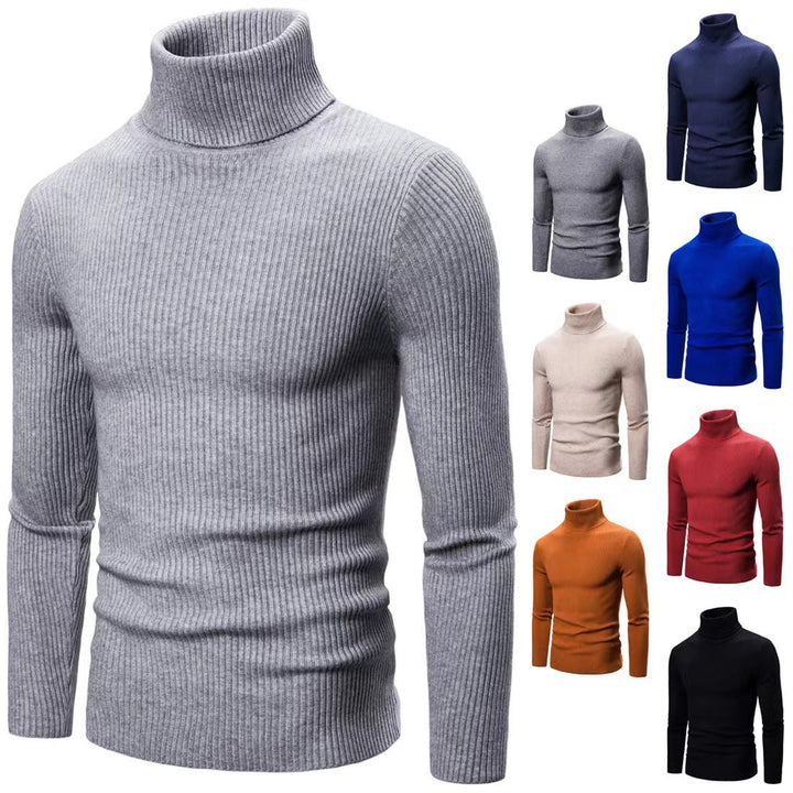 Men's high-quality turtleneck sweater made of fine rib knit Lisslune