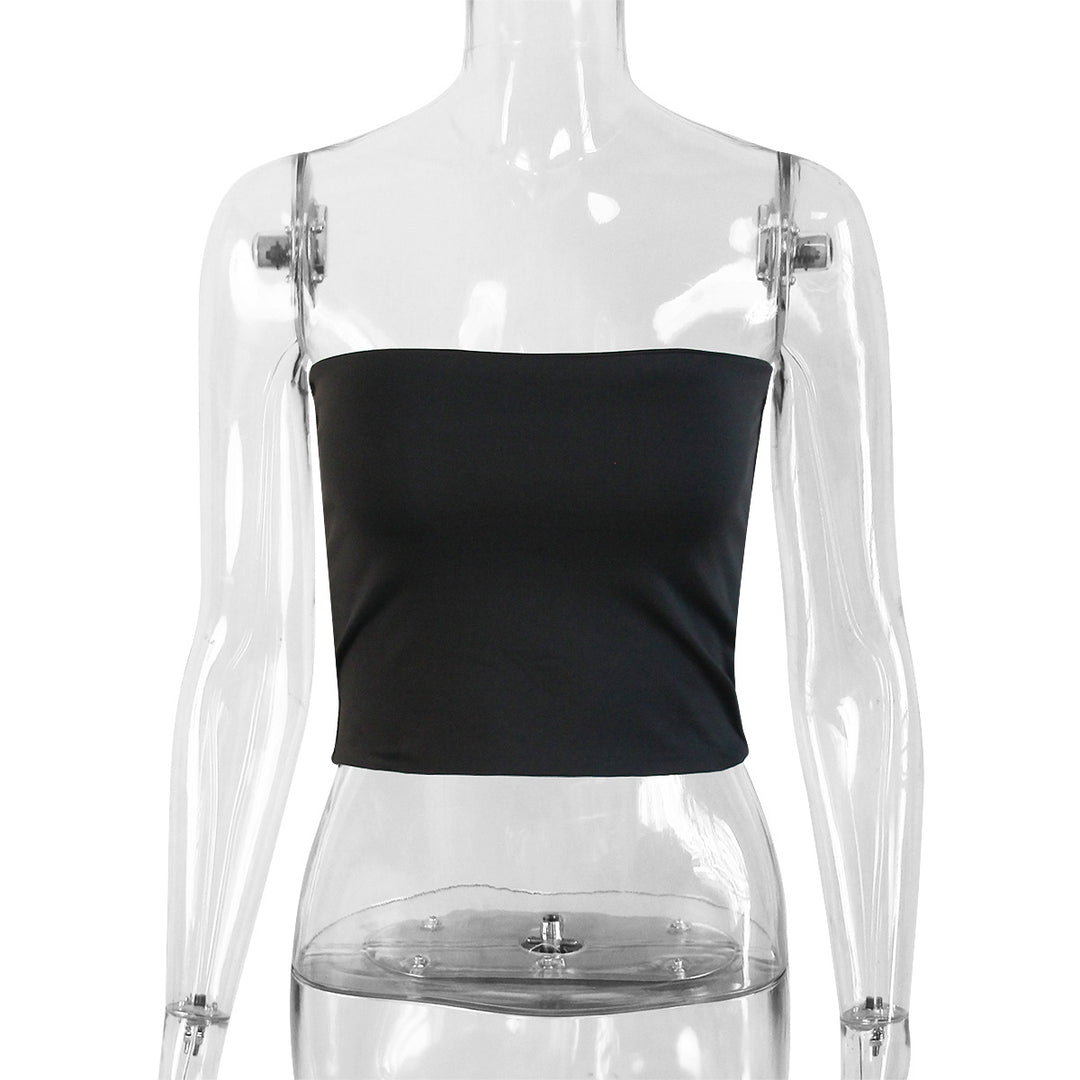 Damen Trägersloses Crop-Top aus elastischem Material Lisslune