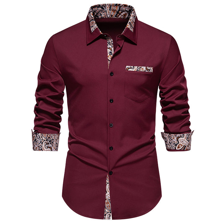 Men's long sleeve shirt with elegant paisley patterns Lisslune