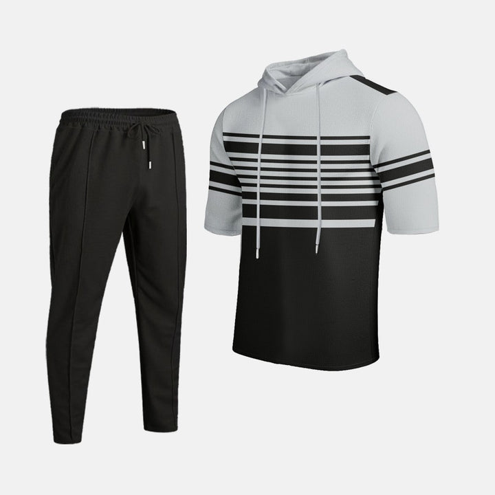 Men's Sporty Hoodie with Fashionable Striped Pattern and Comfortable Pants Lisslune