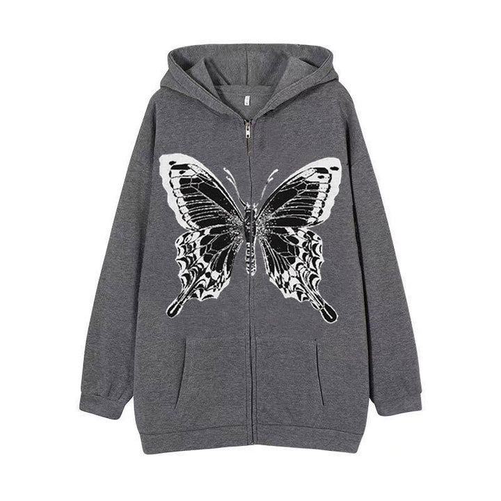 Women's zip hoodie with striking butterfly motif Lisslune