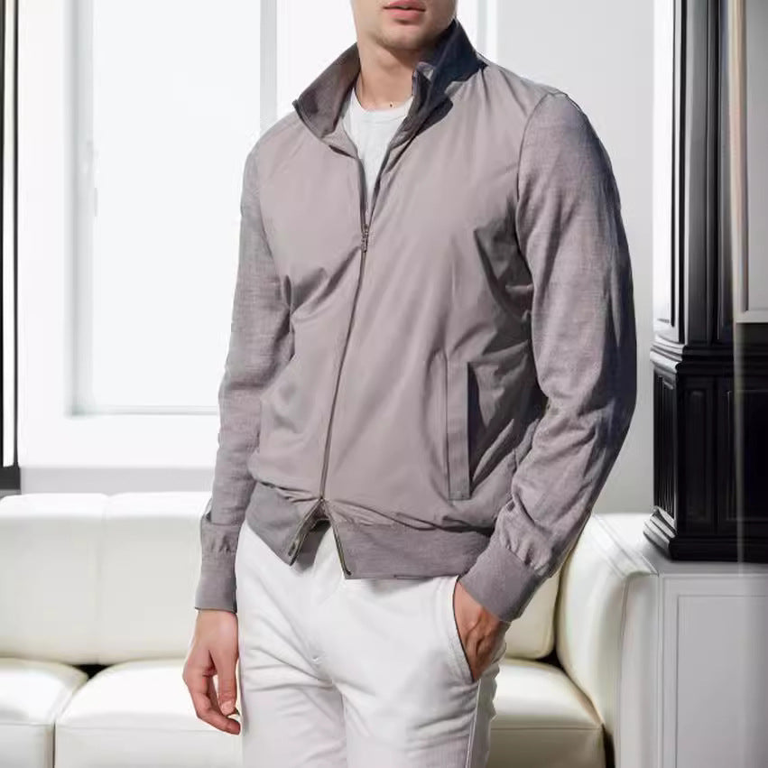 Men's sporty transitional jacket with modern stand-up collar and elastic cuffs Lisslune