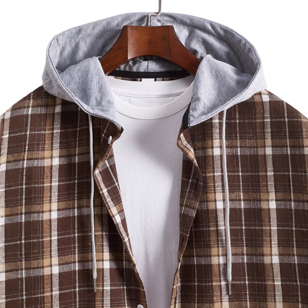 Men's shirt with hood in casual checkered look Lisslune