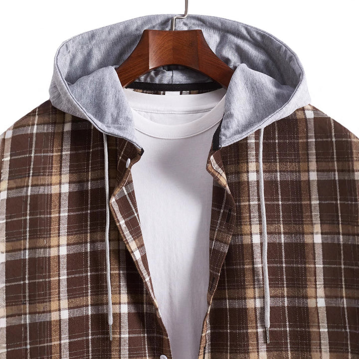 Men's shirt with hood in casual checkered look Lisslune