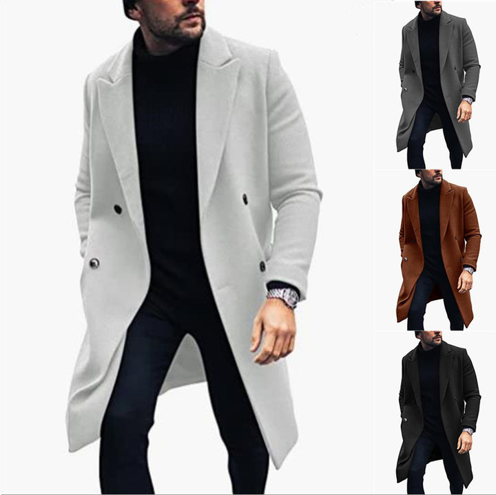 Men's modern long coat with double button row and elegant lapel Lisslune