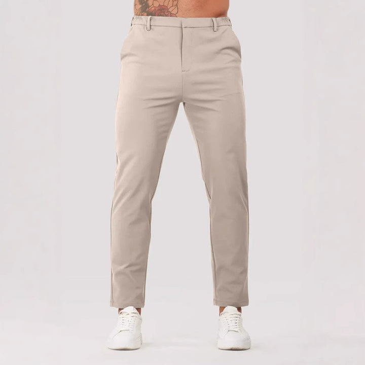 Men's Slim Fit Chino Pants with Elastic Waistband and Side Pockets Lisslune