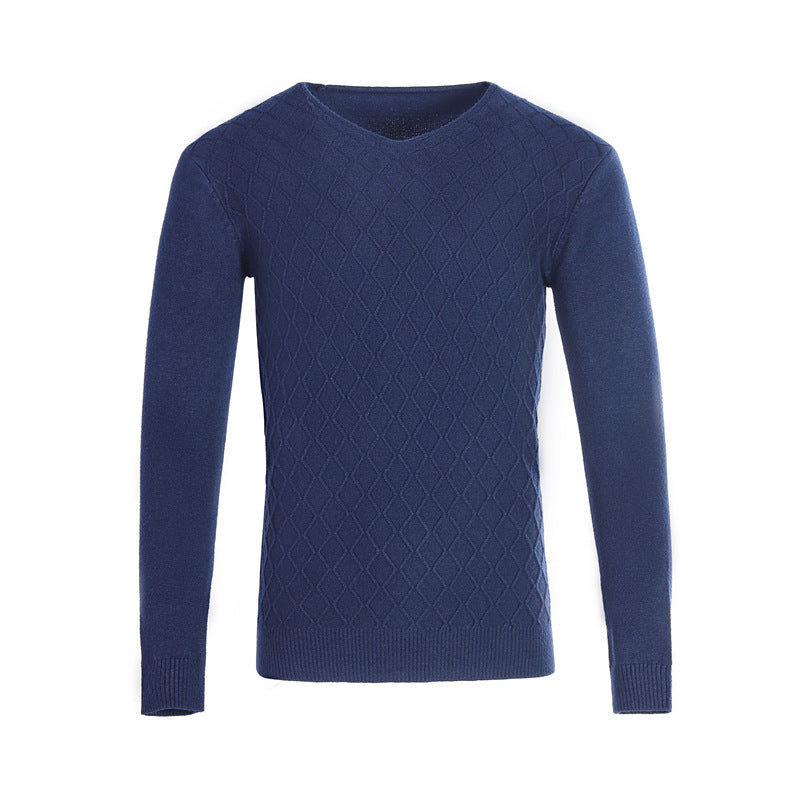 Men's V-neck sweater with textured pattern Lisslune
