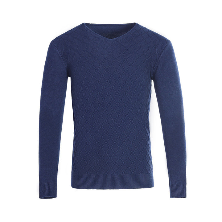 Men's V-neck sweater with textured pattern Lisslune