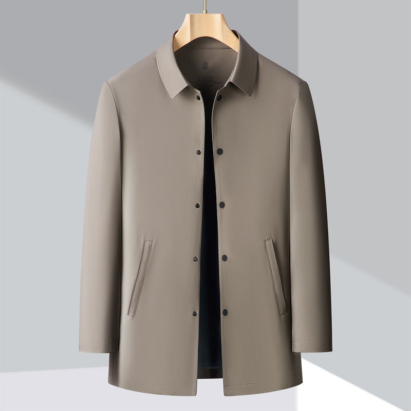 Men's Stylish Overcoat with Water-Repellent Coating and Practical Pockets Lisslune