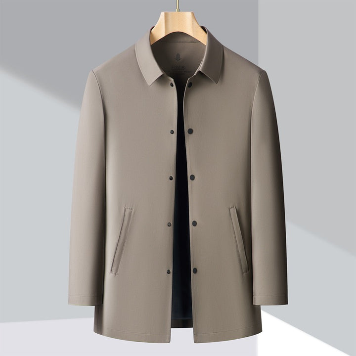 Men's Stylish Overcoat with Water-Repellent Coating and Practical Pockets Lisslune