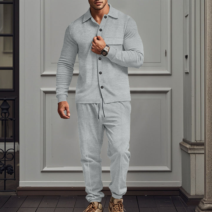Men's fashionable two-piece leisure suit with textured design Lisslune