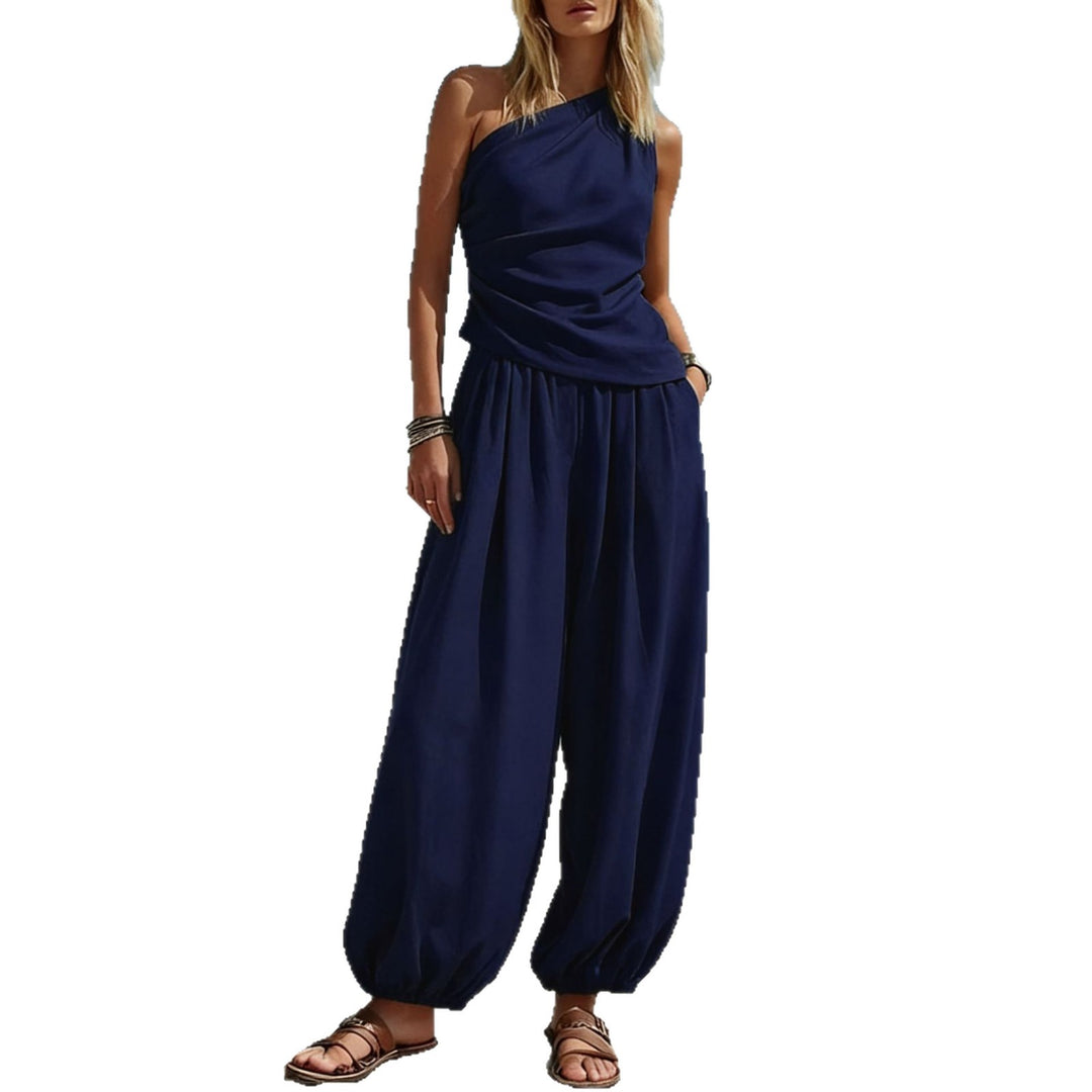 Women's Elegant One-Piece Outfit with Flowing Cut and One-Shoulder Design Lisslune