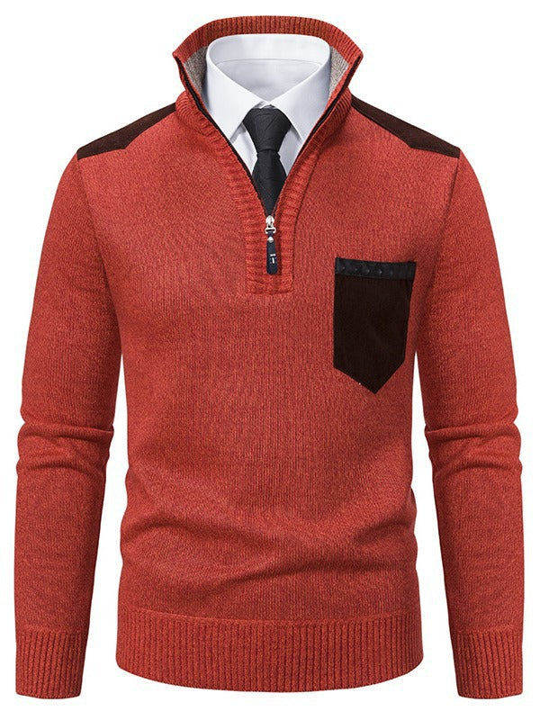 Men's stylish sweater with stand-up collar and practical zipper Lisslune