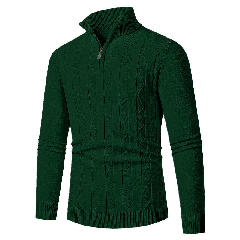 Men's knit sweater with stylish zipper and cable pattern Lisslune