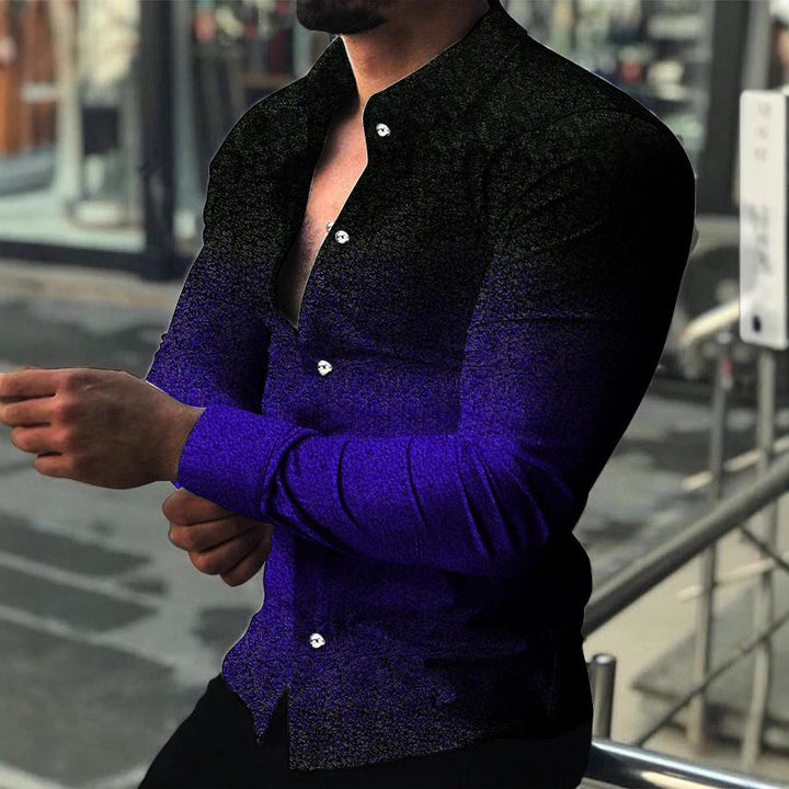 Men's Long Sleeve Shirt with Modern Gradient andElegant Button Details Lisslune