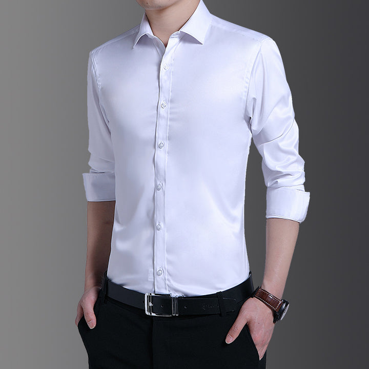 Men's elegant long-sleeved shirt with a shiny surface Lisslune
