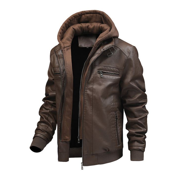 Men's leather jacket with removable hooded lining Lisslune