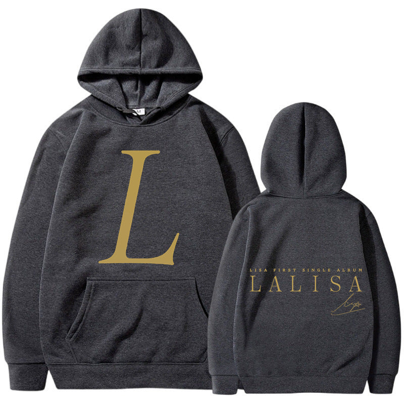 Women's hoodie with stylish initials print and generous kangaroo pocket Lisslune